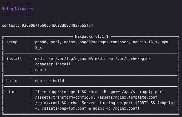 Nixpacks build plan